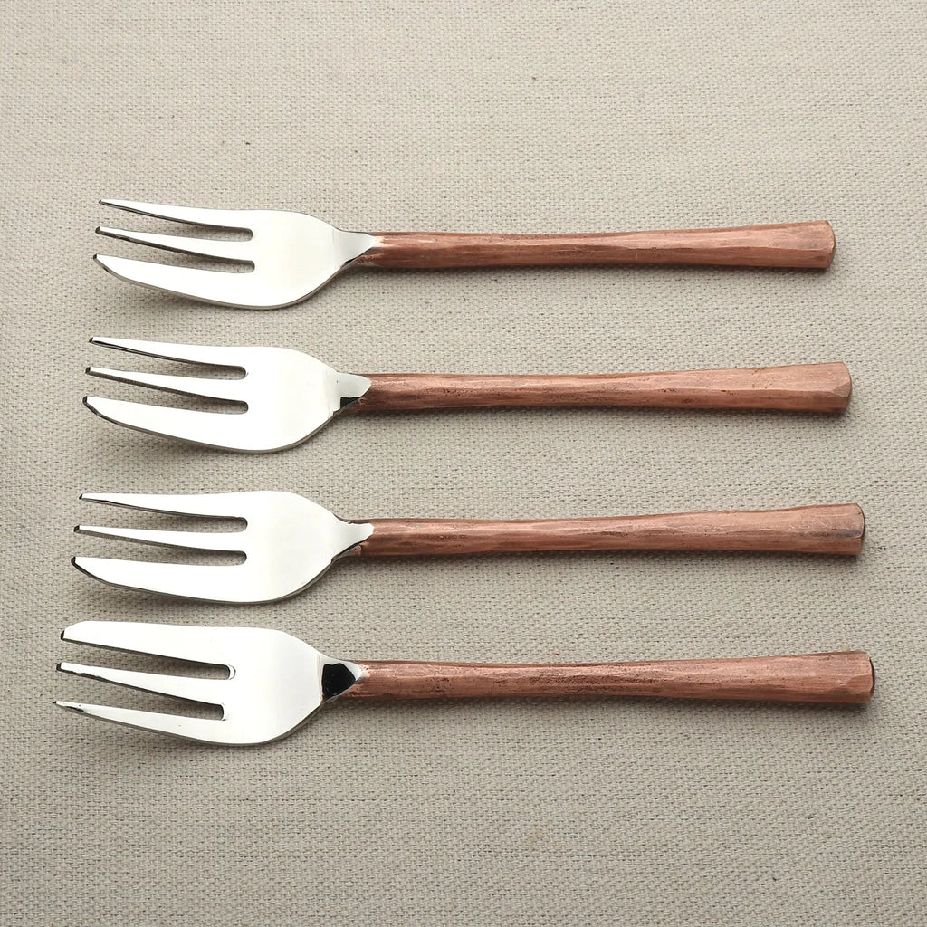 Medicki Antique Copper Beveled Dessert Fork Set 4 Pcs