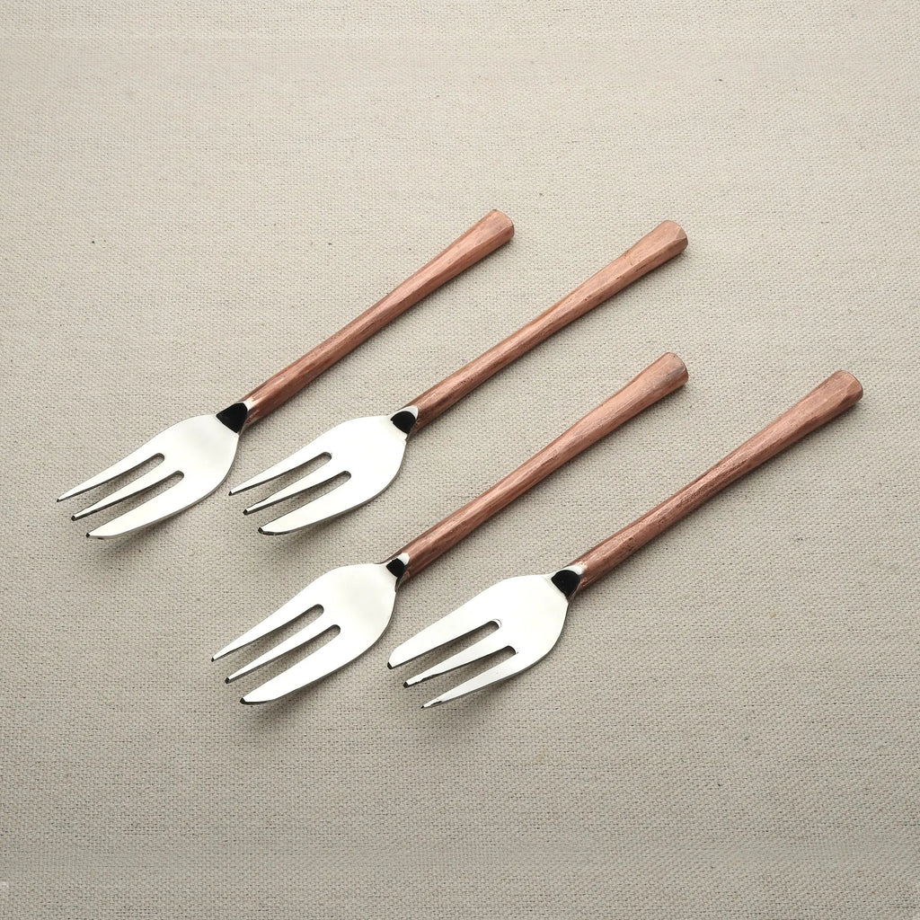 Medicki Antique Copper Beveled Dessert Fork Set 4 Pcs