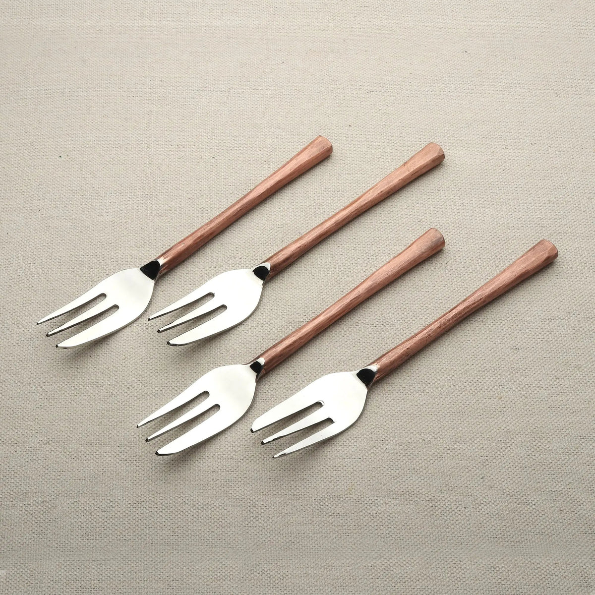 Medicki Antique Copper Beveled Dessert Fork Set 4 Pcs