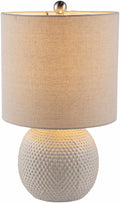 Manaloal Beige Textured Ceramic Table Lamp With Linen Shade