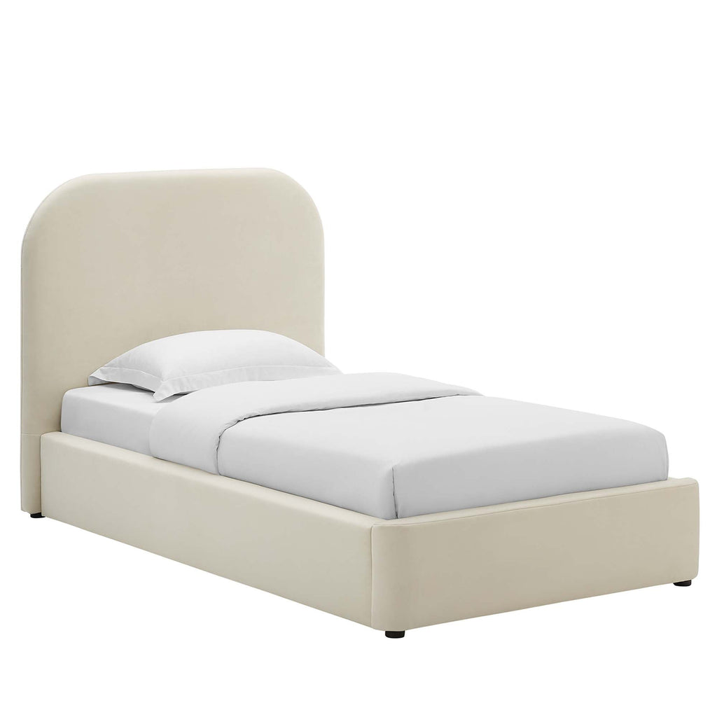 Modway Keynote Performance Velvet Curved Twin Platform Bed