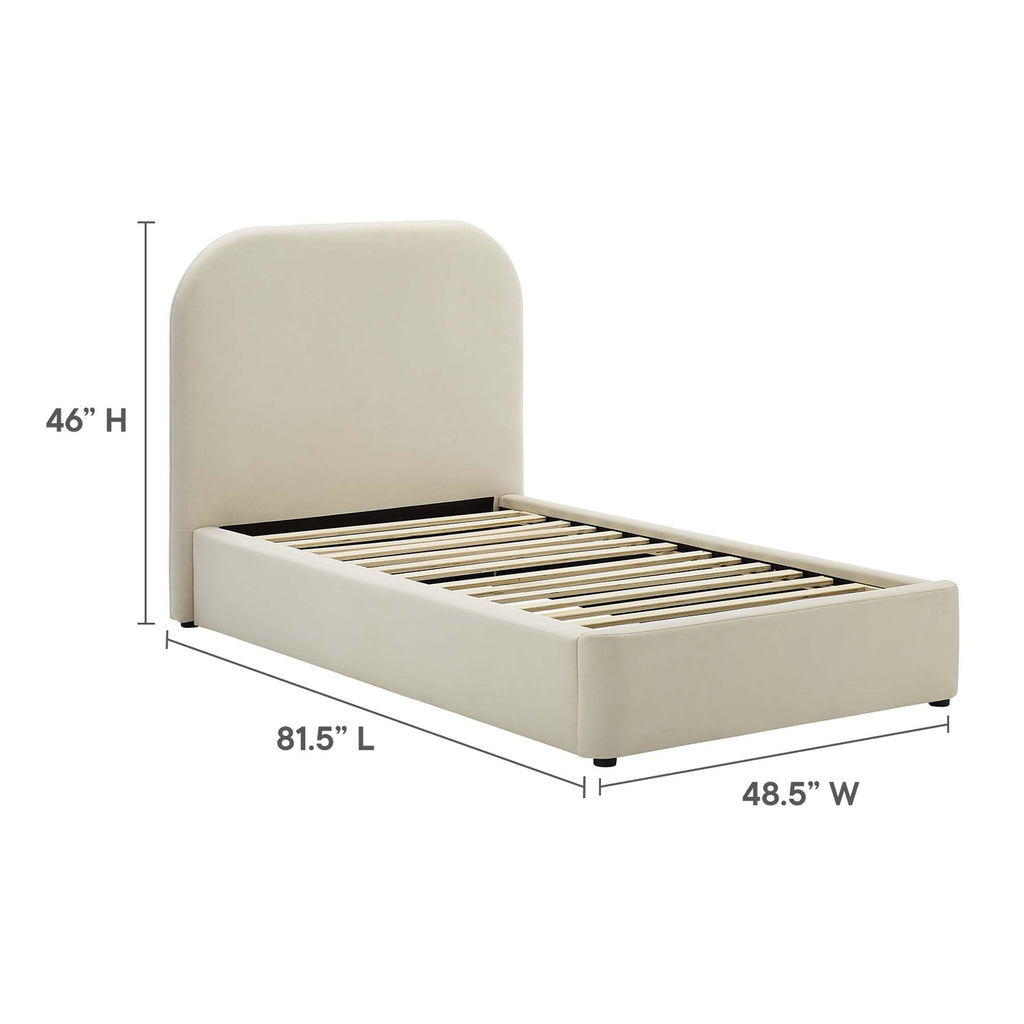 Modway Keynote Performance Velvet Curved Twin Platform Bed