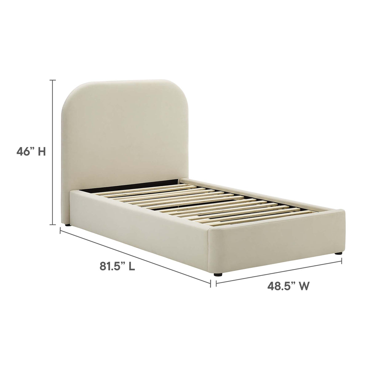 Modway Keynote Performance Velvet Curved Twin Platform Bed