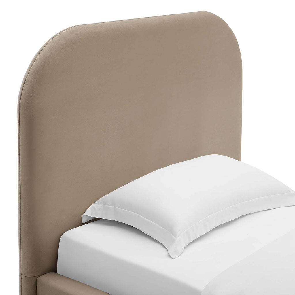 Modway Keynote Performance Velvet Curved Twin Platform Bed