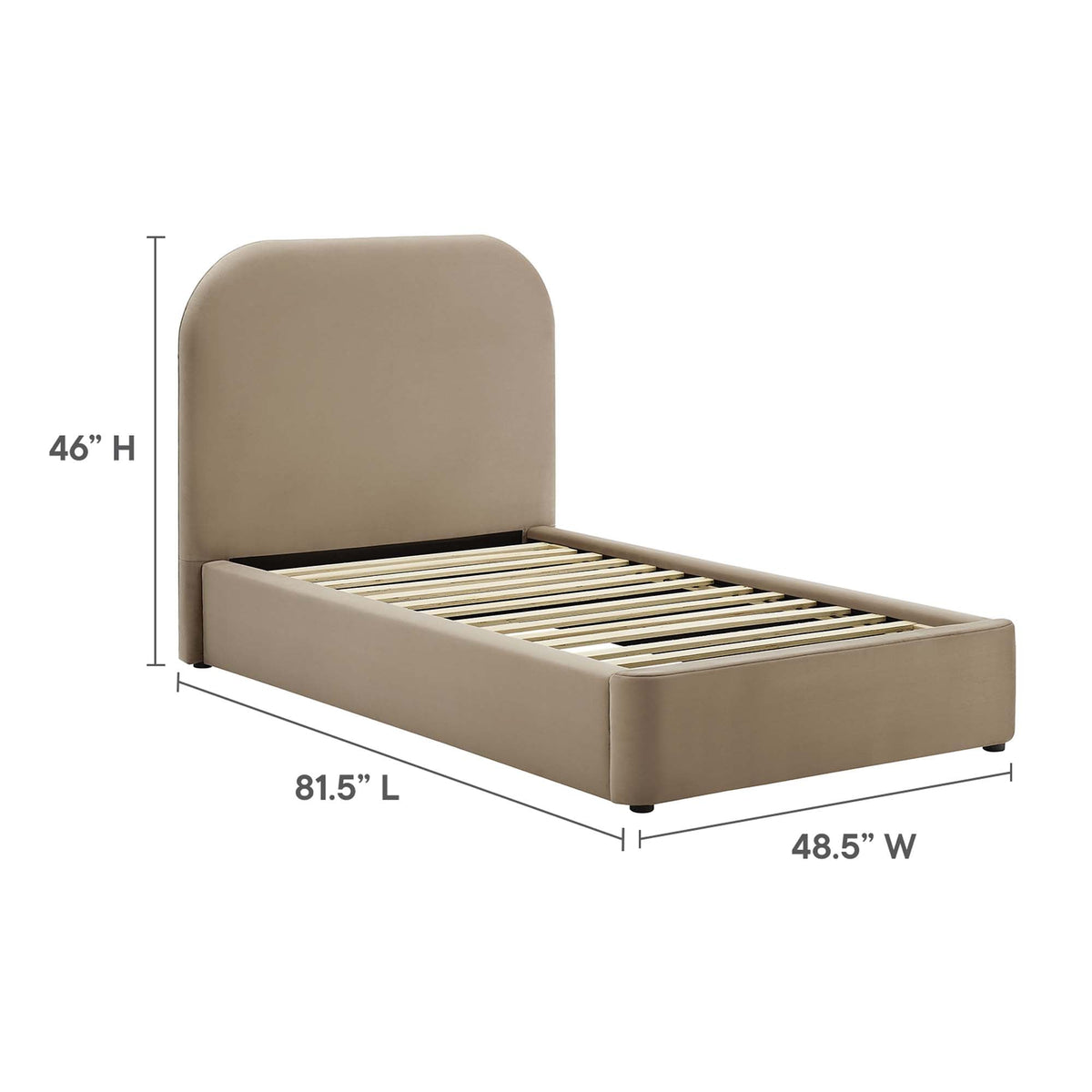 Modway Keynote Performance Velvet Curved Twin Platform Bed