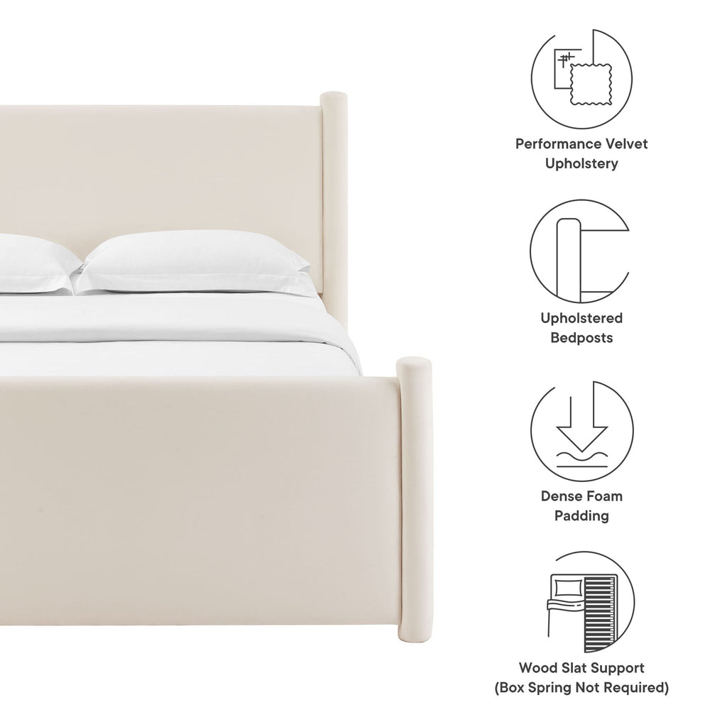 Modway Rael Performance Velvet Queen Padded Platform Bed