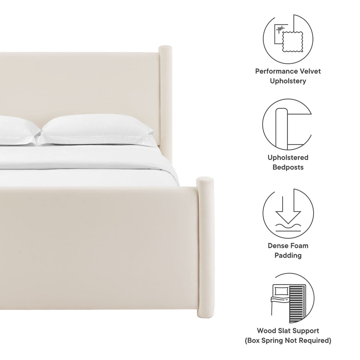 Modway Rael Performance Velvet Queen Padded Platform Bed