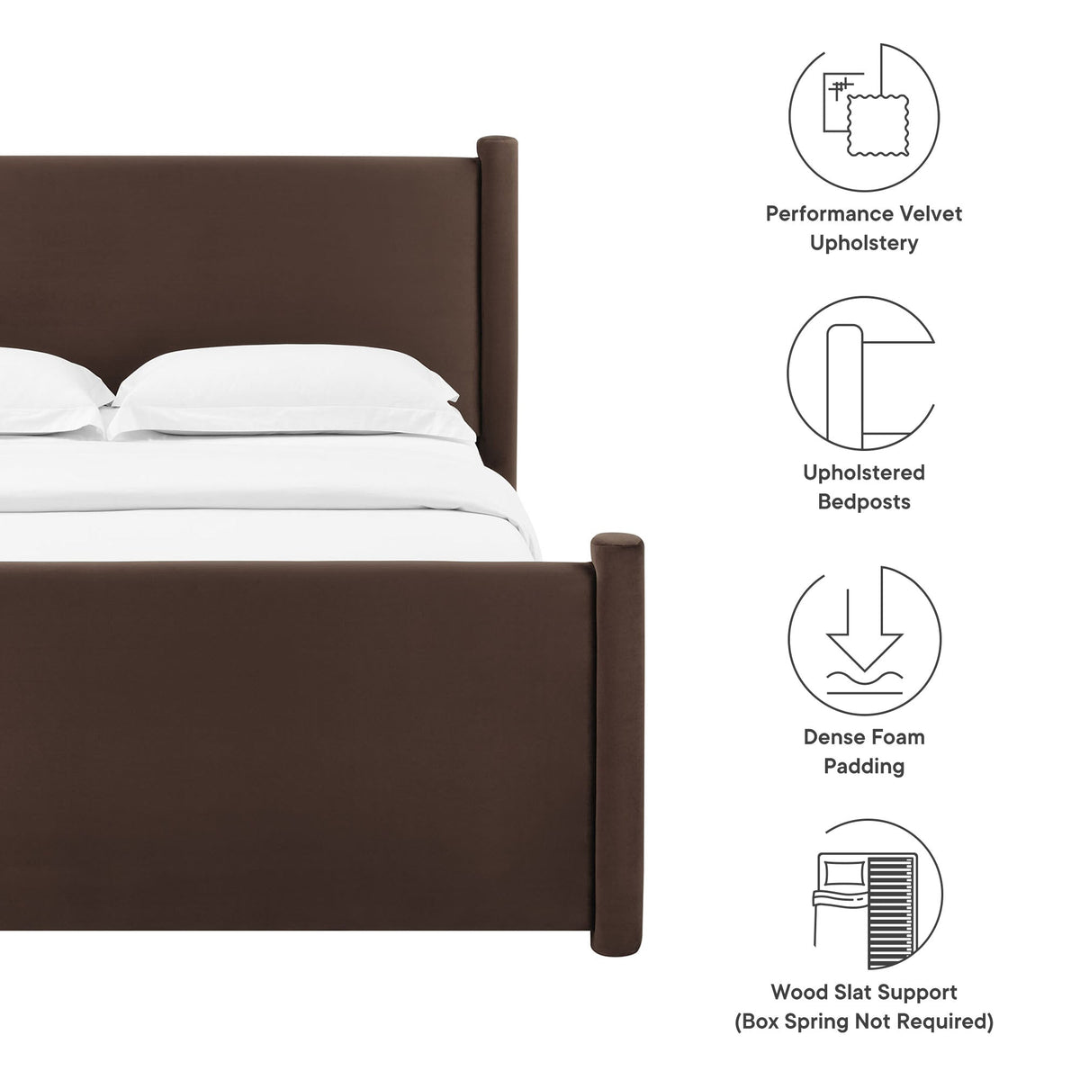 Modway Rael Performance Velvet Queen Padded Platform Bed