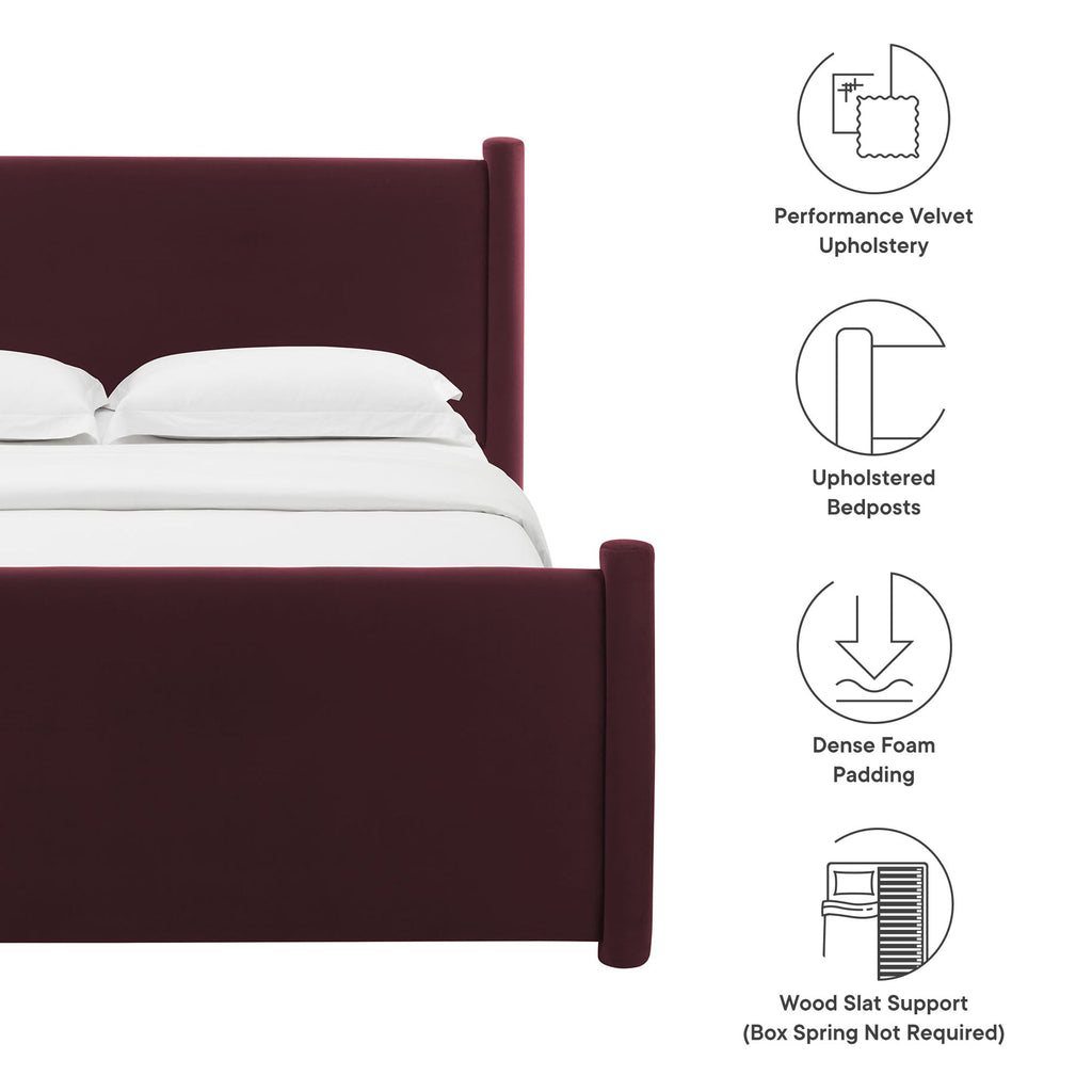 Modway Rael Performance Velvet Queen Padded Platform Bed