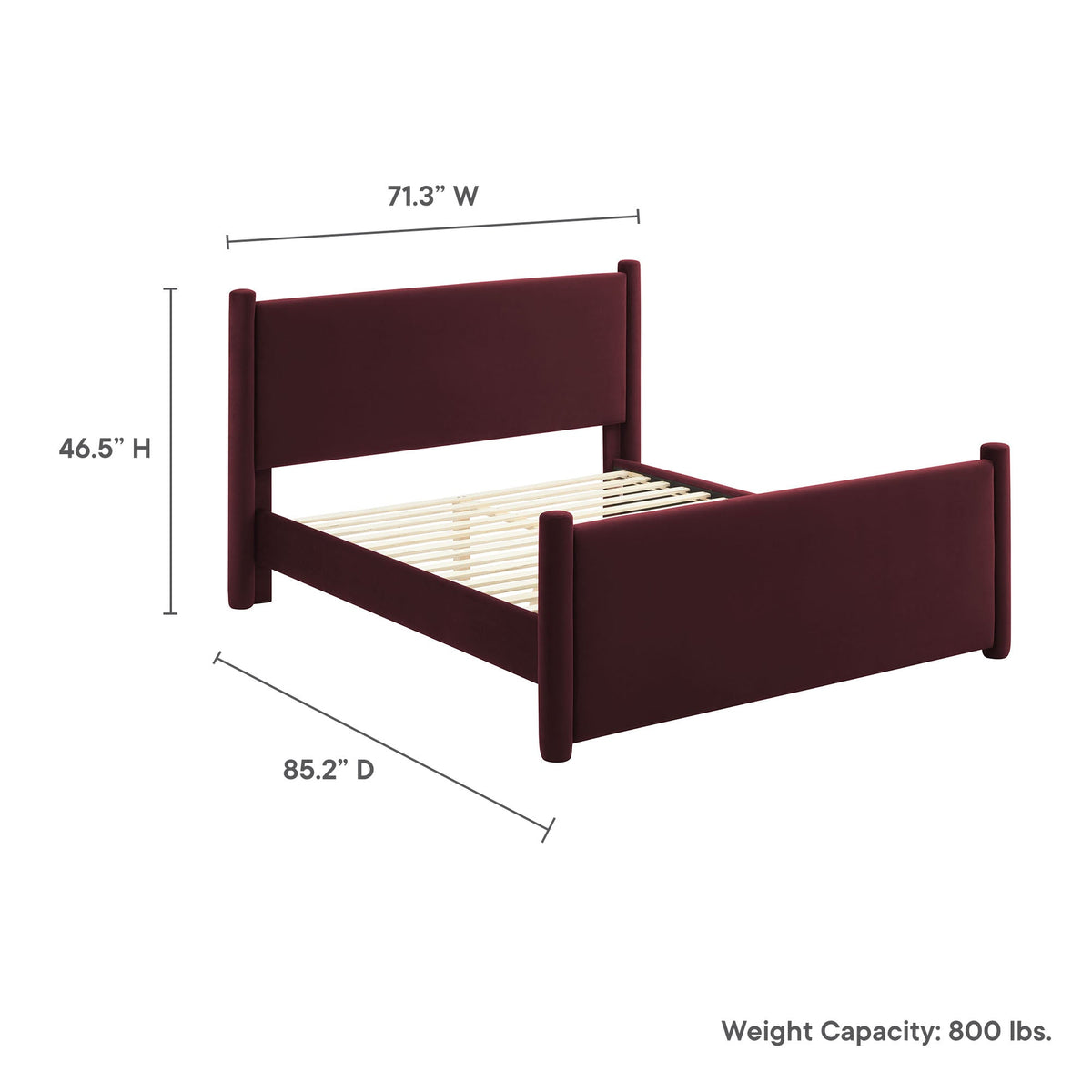 Modway Rael Performance Velvet Queen Padded Platform Bed