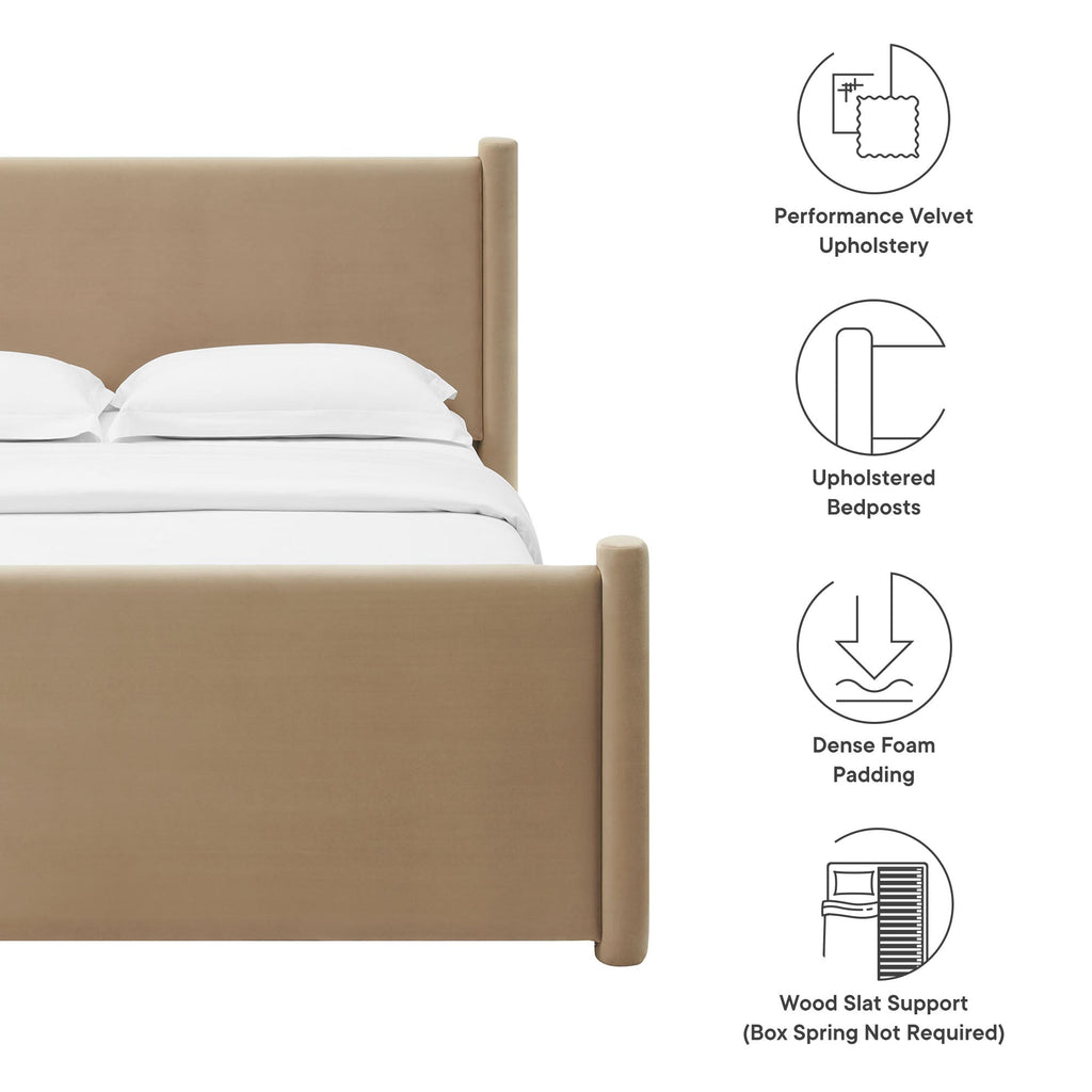 Modway Rael Performance Velvet Queen Padded Platform Bed