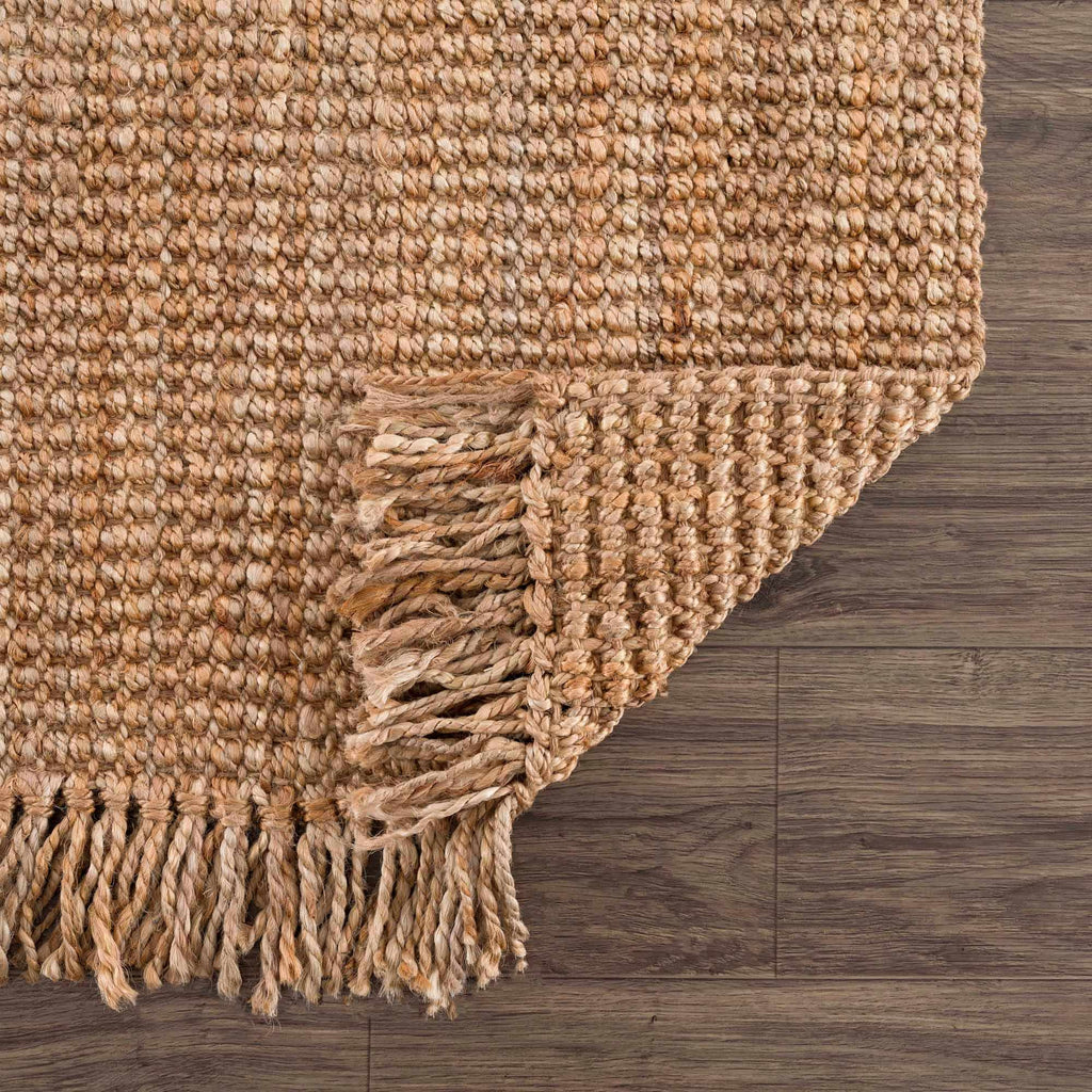 Senneterre Hand Woven Natural Jute Rug With Thick Tassel Ends