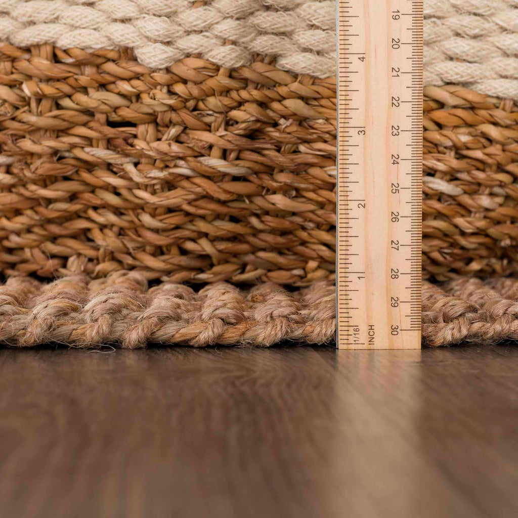 Senneterre Hand Woven Natural Jute Rug With Thick Tassel Ends