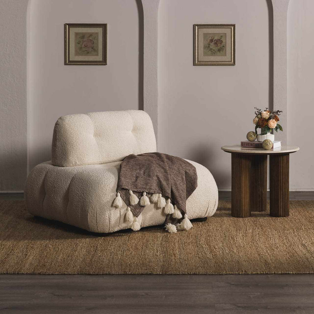 Senneterre Hand Woven Natural Jute Rug With Thick Tassel Ends