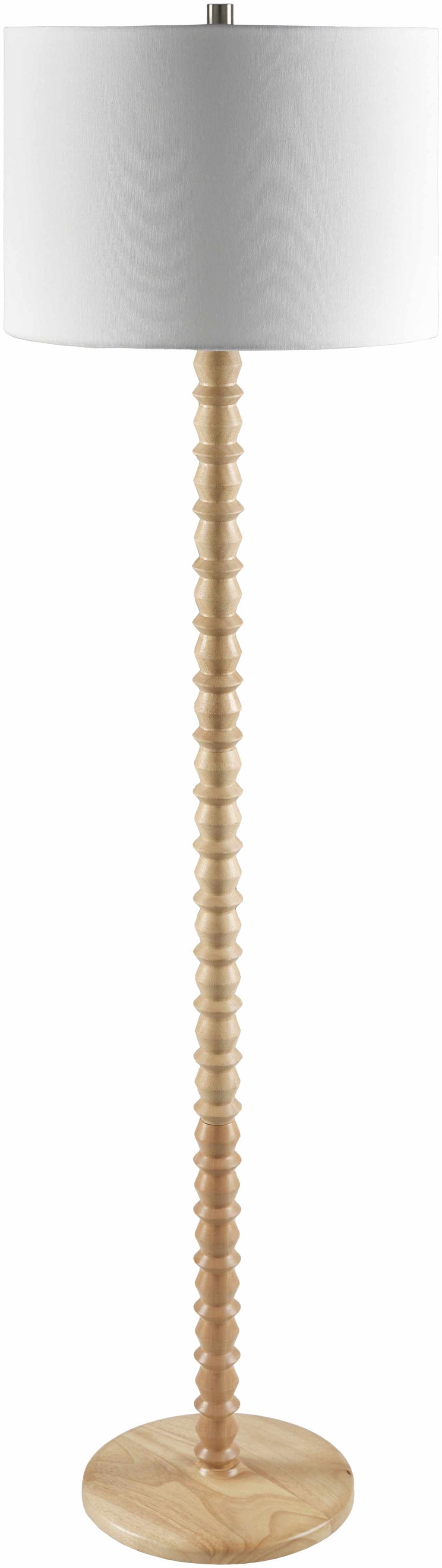 Motozintla Cream Wood Floor Lamp With White Linen Shade