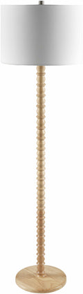 Motozintla Cream Wood Floor Lamp With White Linen Shade