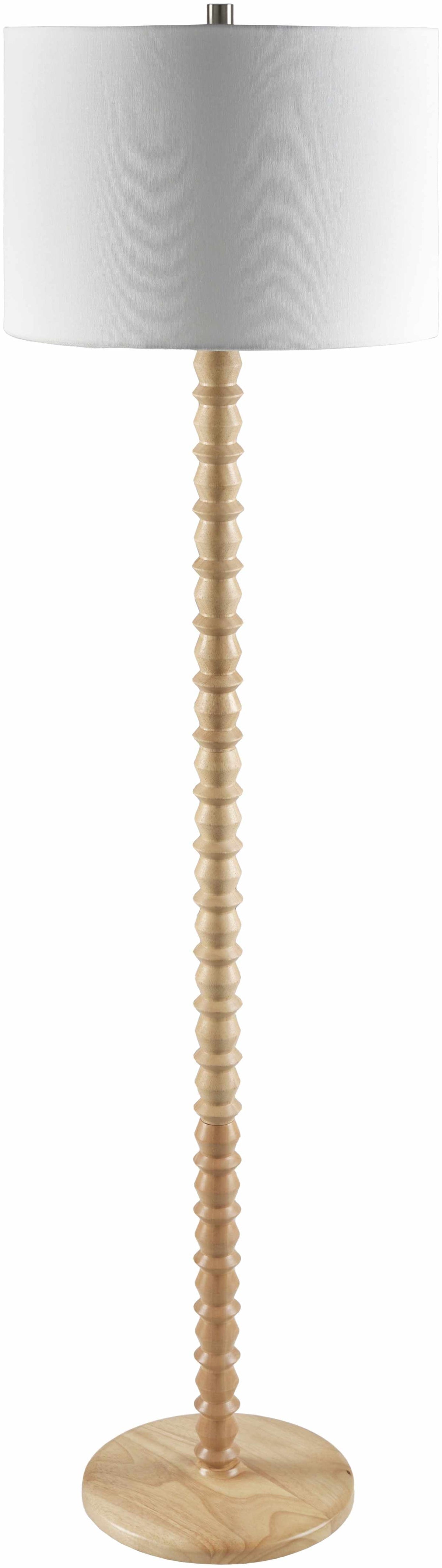 Motozintla Cream Wood Floor Lamp With White Linen Shade
