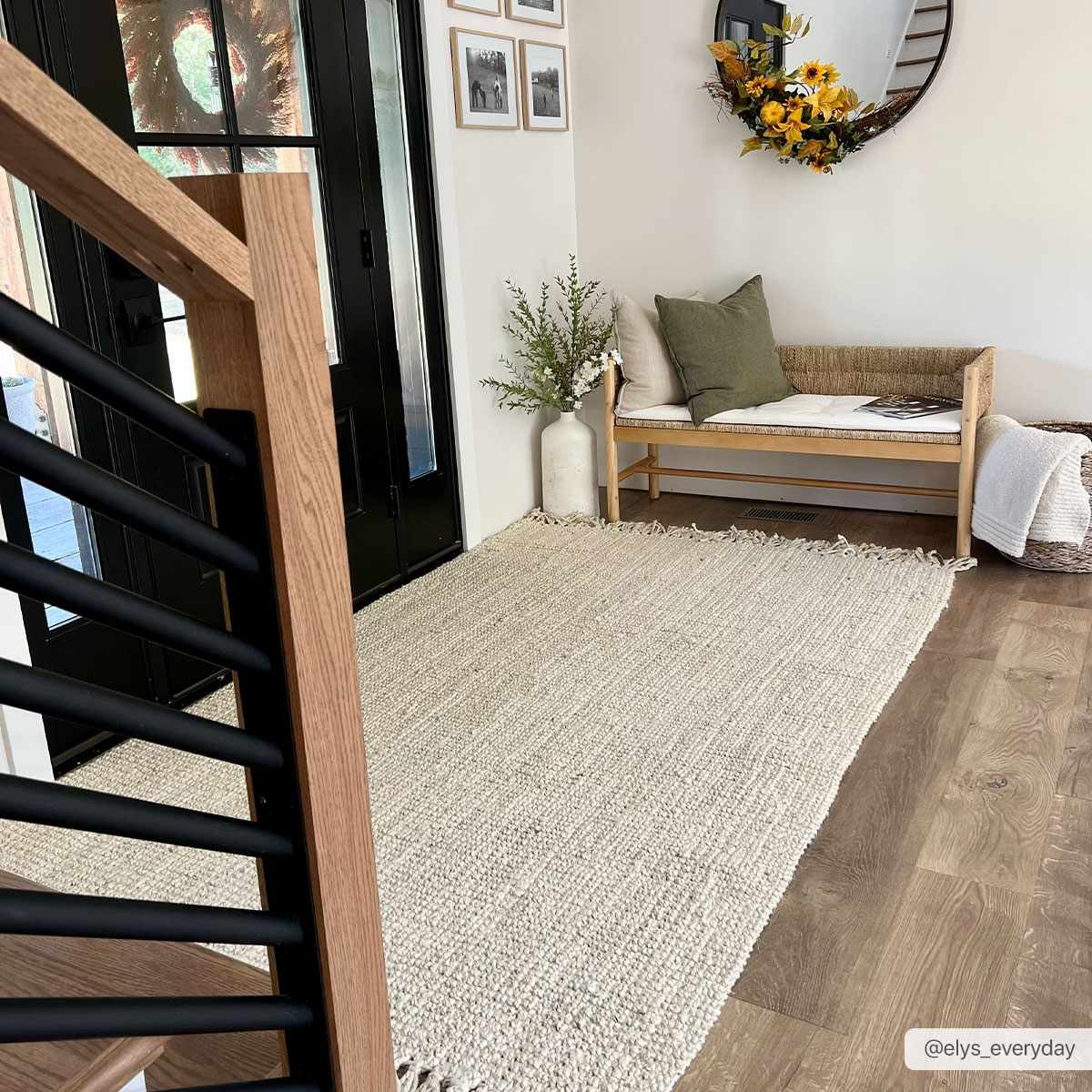 Senneterre Hand Woven Bleached Jute Rug With Tassel Fringe