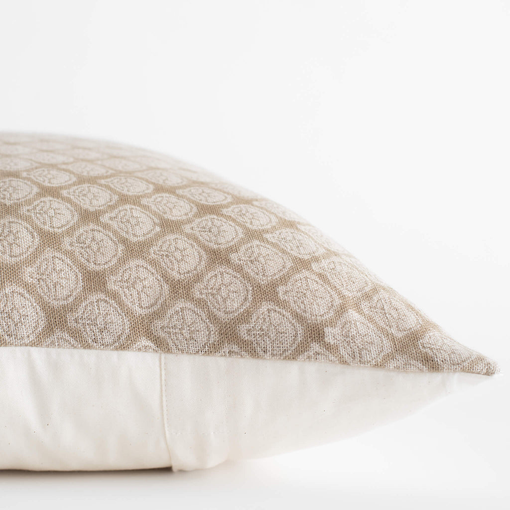 Ayla Curated Linen Pillow Cover With Mustard Block Print