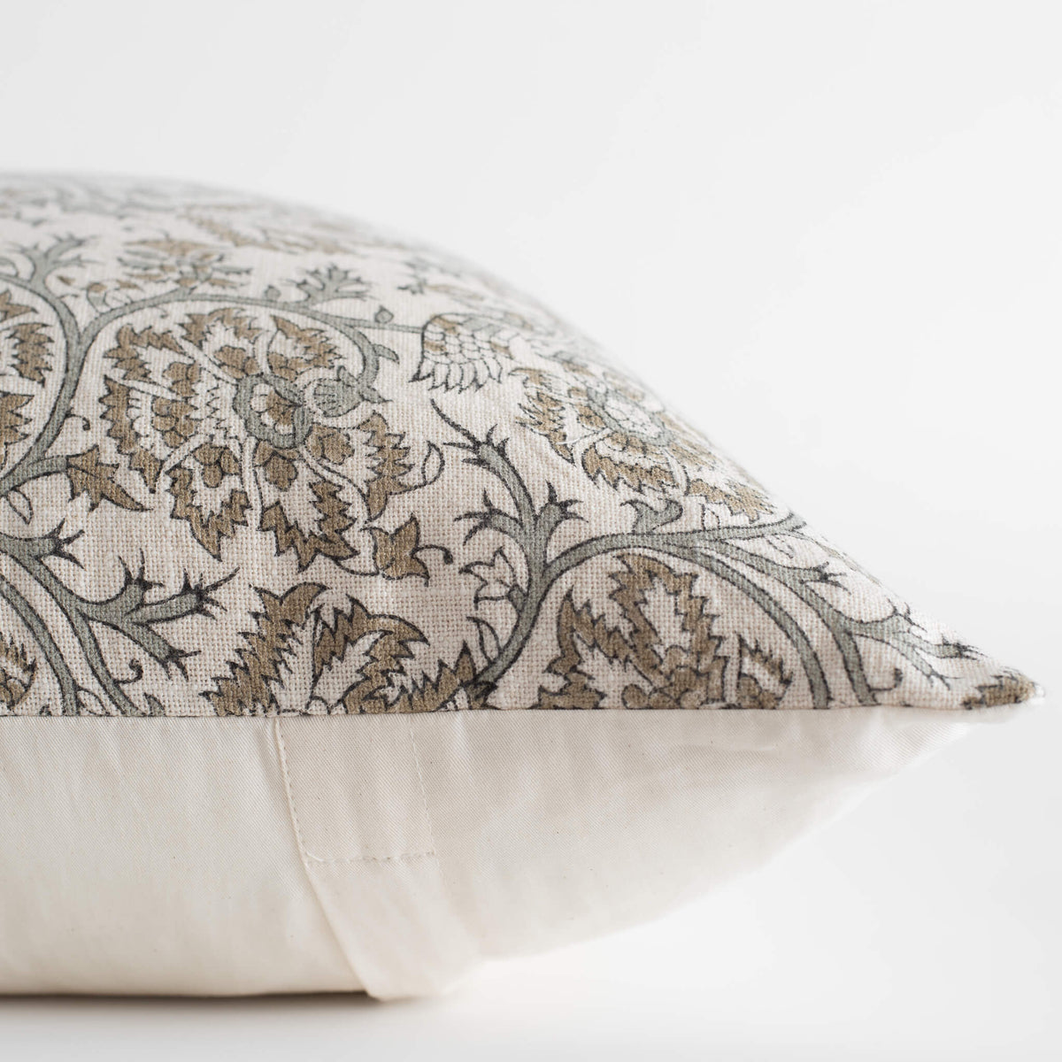 Claire Bespoke Floral Pillow Cover In Mustard Cotton
