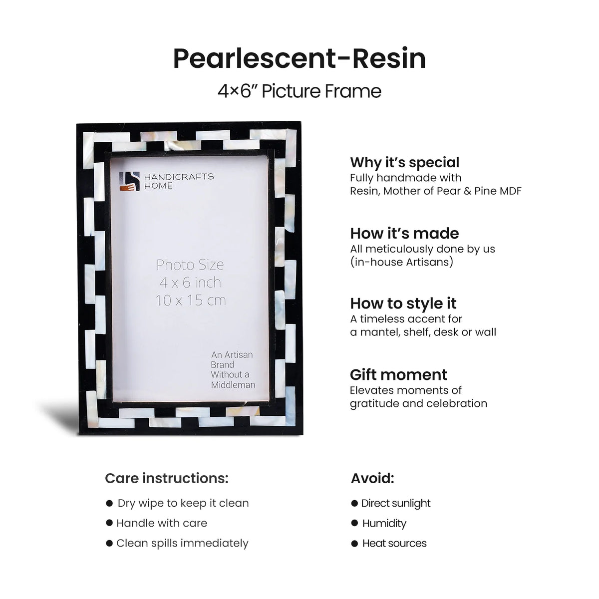 Pearlescent Tiptoe Mother of Pearl Inlay Picture Frame