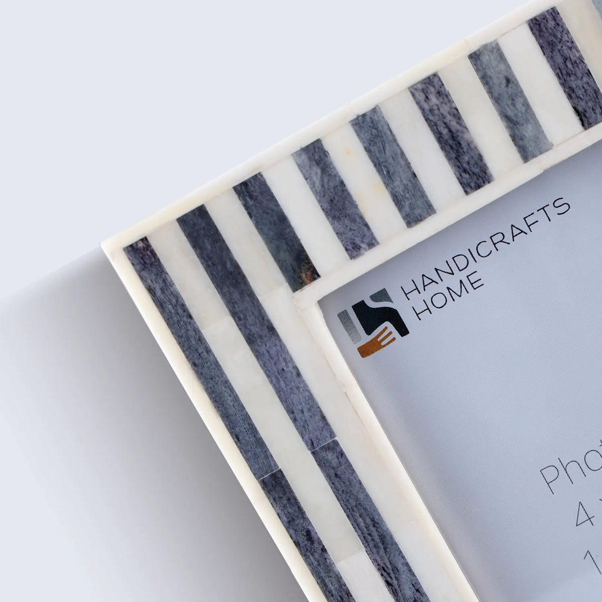 Kayala Saje Grey Stripe Bone Inlay Picture Frame 5x7