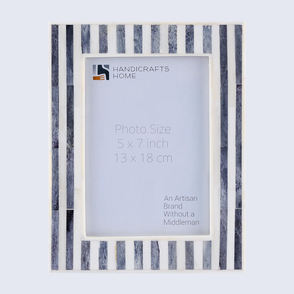 Kayala Saje Grey Stripe Bone Inlay Picture Frame 5x7