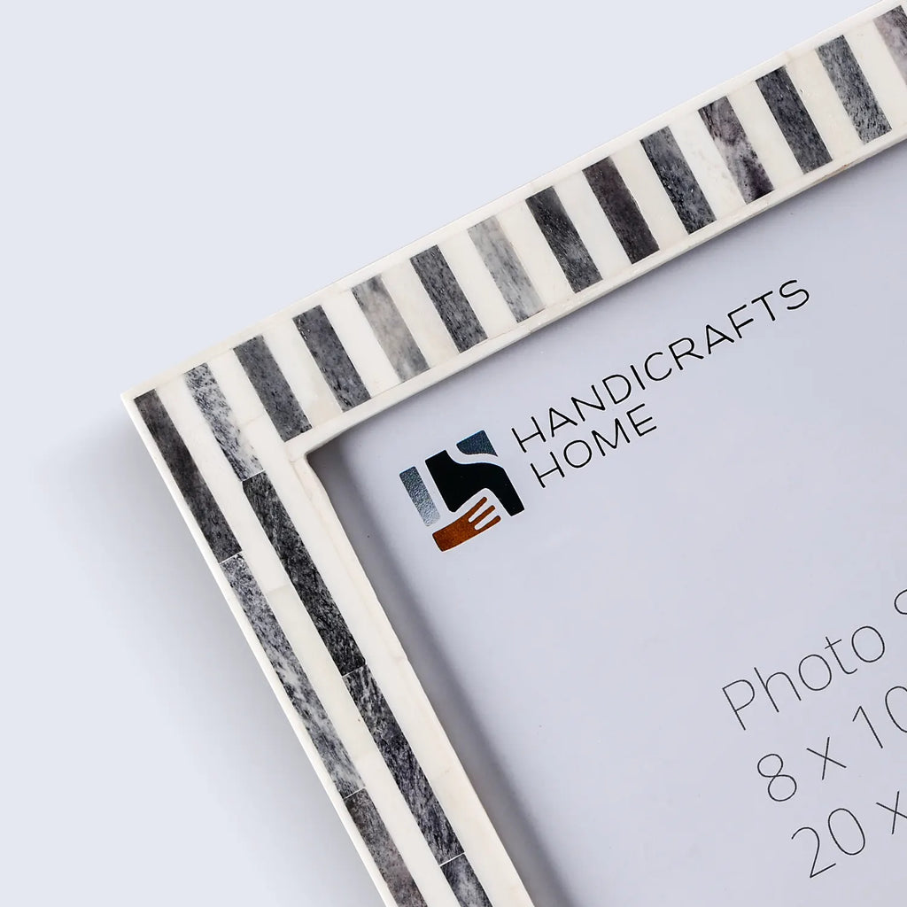 Kayala Saje Grey Stripe Bone Inlay Picture Frame 5x7