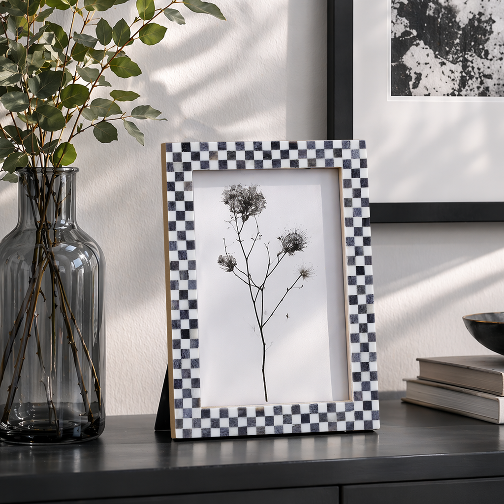 Lumiere Handcrafted Checkered Bone Inlay Picture Frame 4x6 To 8x10