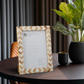 TajCollection Brown Chevron Bone Inlay Picture Frame
