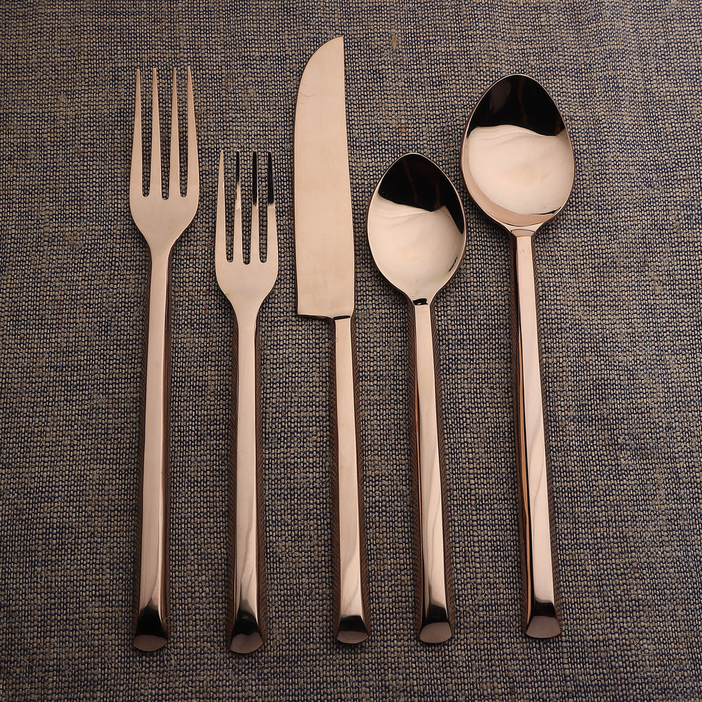 Plateau PVD Flatware 5 Piece Place Setting Square Handles