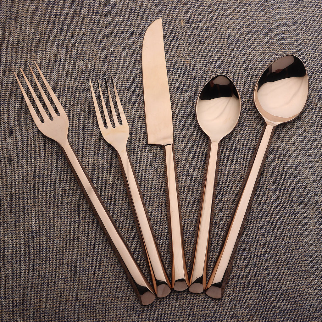 Plateau PVD Flatware 5 Piece Place Setting Square Handles