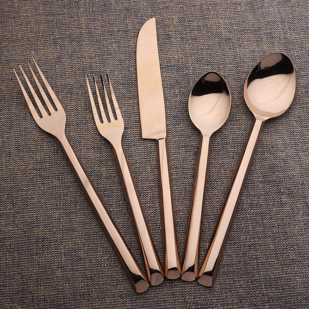 Plateau PVD Flatware 5 Piece Place Setting Square Handles