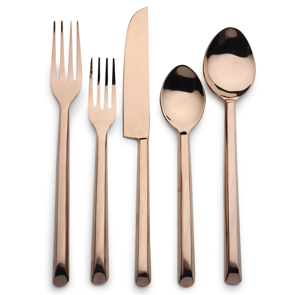 Plateau PVD Flatware 5 Piece Place Setting Square Handles