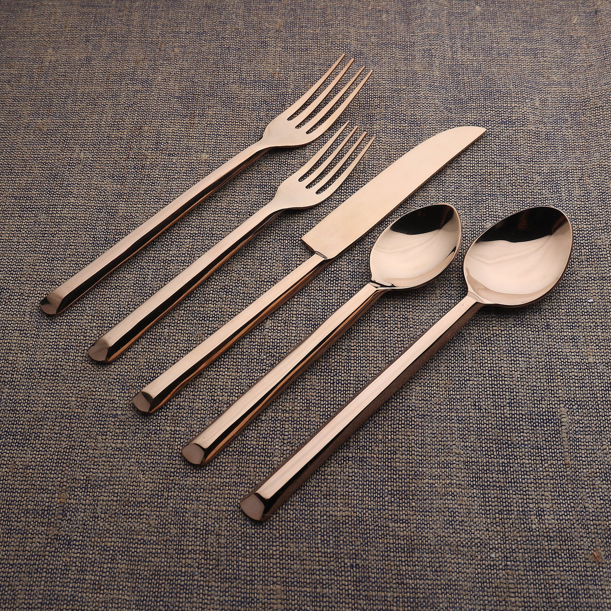 Plateau PVD Flatware 5 Piece Place Setting Square Handles