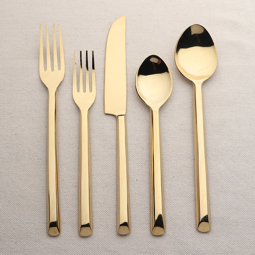 Plateau PVD Flatware 5 Piece Place Setting Square Handles