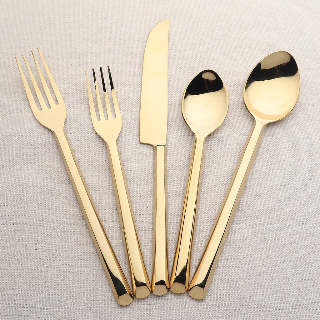 Plateau PVD Flatware 5 Piece Place Setting Square Handles