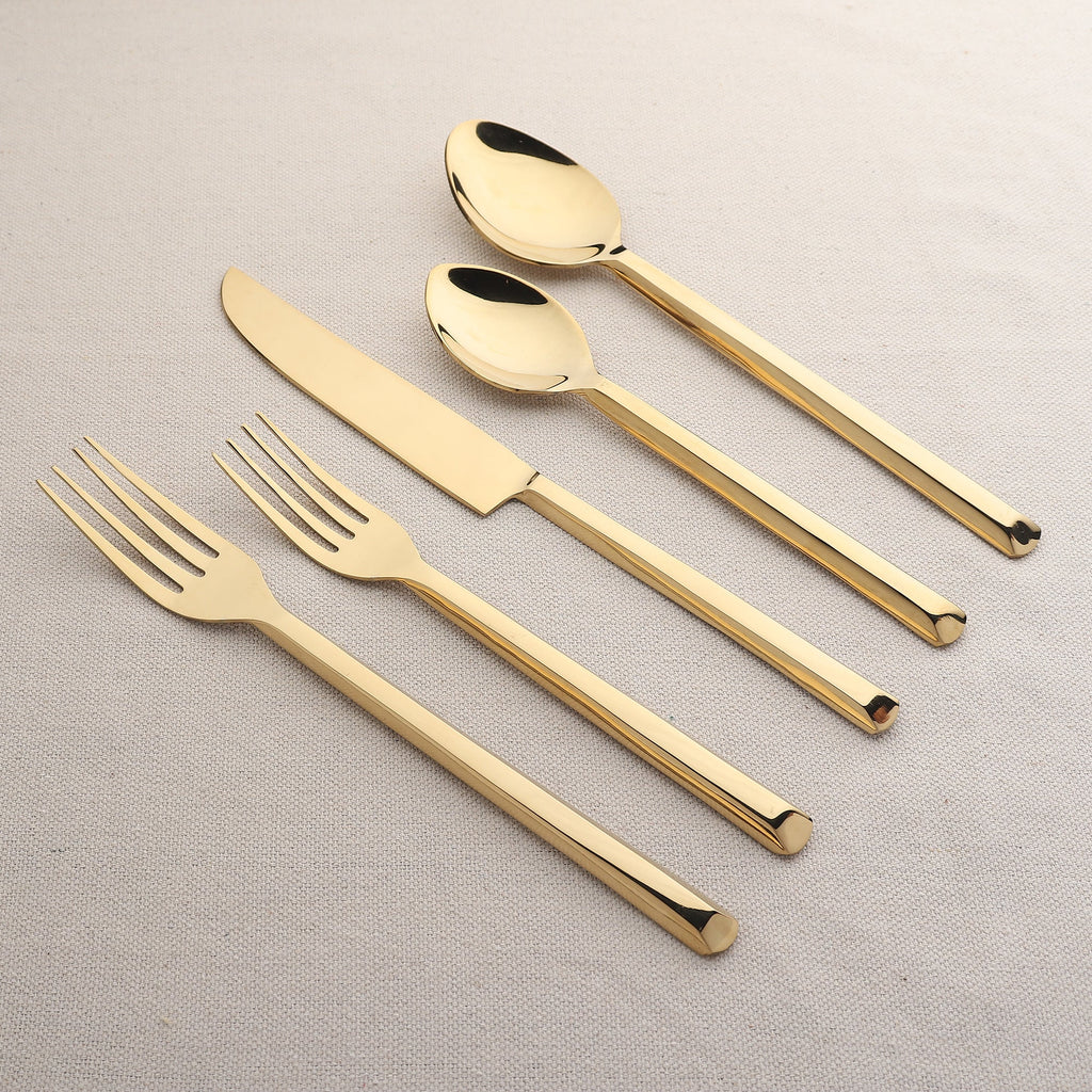 Plateau PVD Flatware 5 Piece Place Setting Square Handles