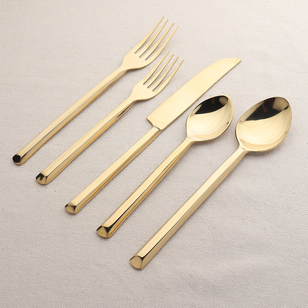 Plateau PVD Flatware 5 Piece Place Setting Square Handles