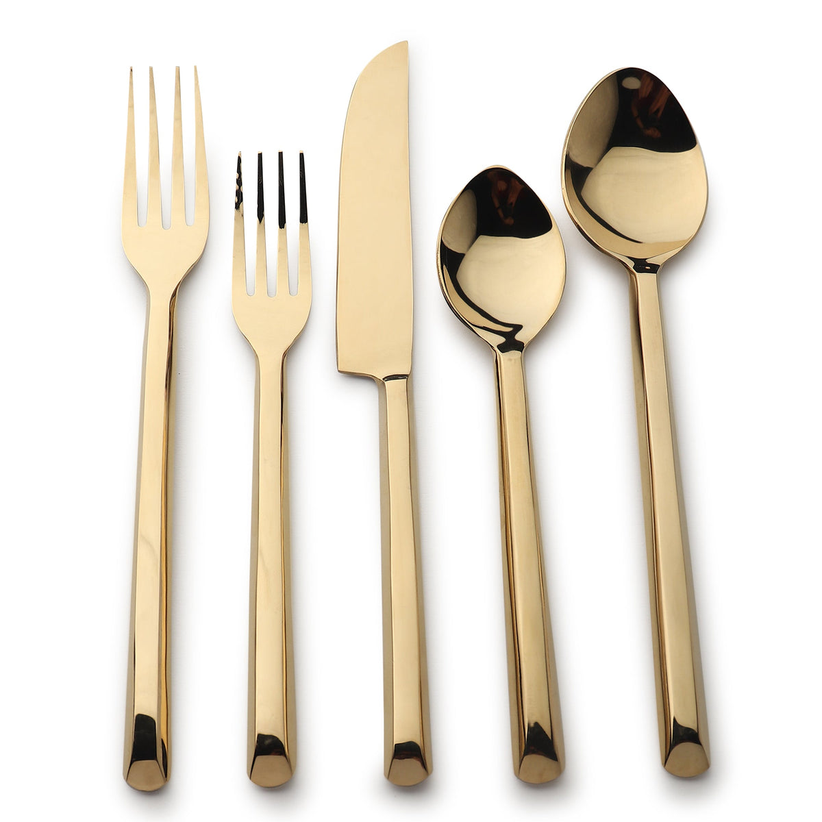 Plateau PVD Flatware 5 Piece Place Setting Square Handles