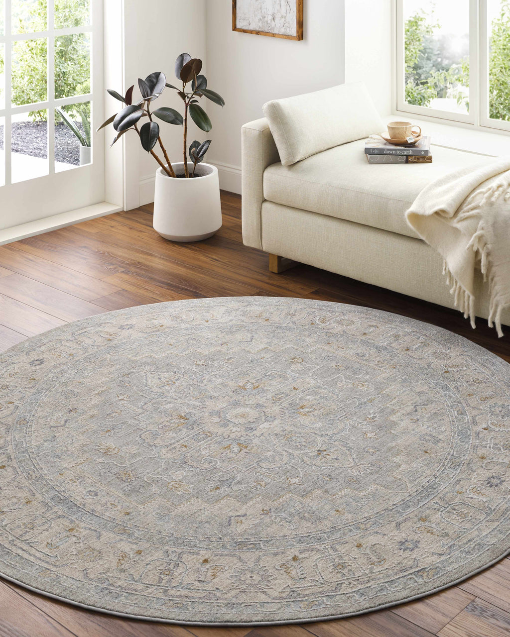 Earlsfield Thick Luxe Traditional Pattern Area Rug Gray Blue