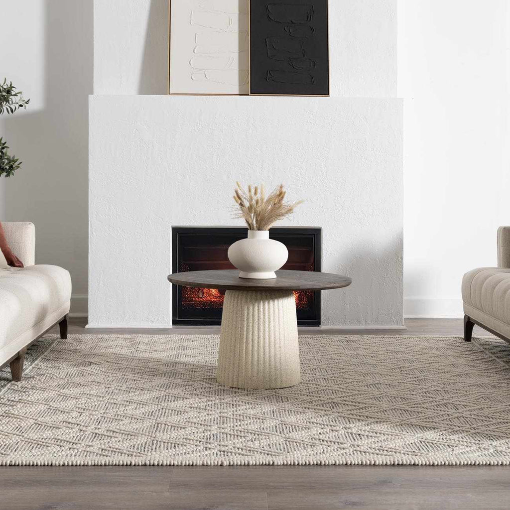 Ramsbury Ivory Black Handcrafted Wool Area Rug