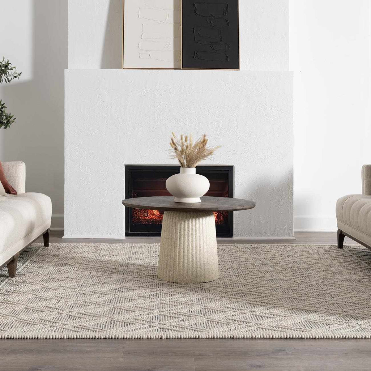 Ramsbury Ivory Black Handcrafted Wool Area Rug