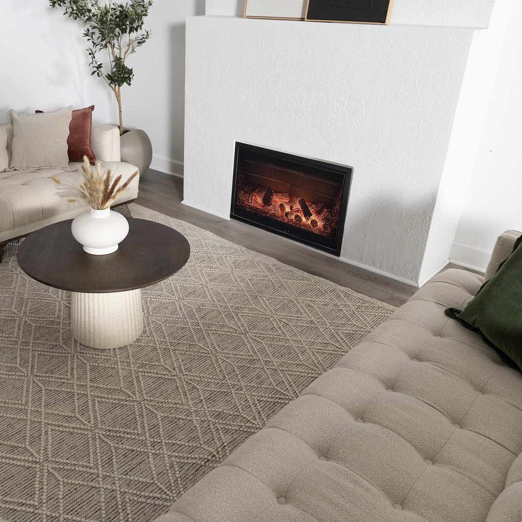 Ramsbury Ivory Black Handcrafted Wool Area Rug