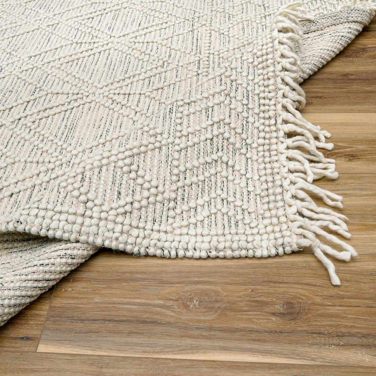 Ramsbury Ivory Black Handcrafted Wool Area Rug