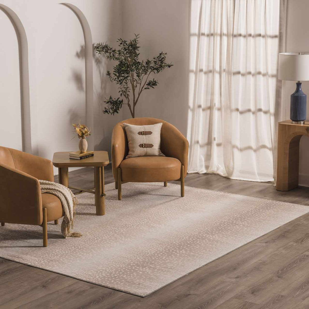 Pointblank Sophisticated Tan Leopard Area Rug With Texture