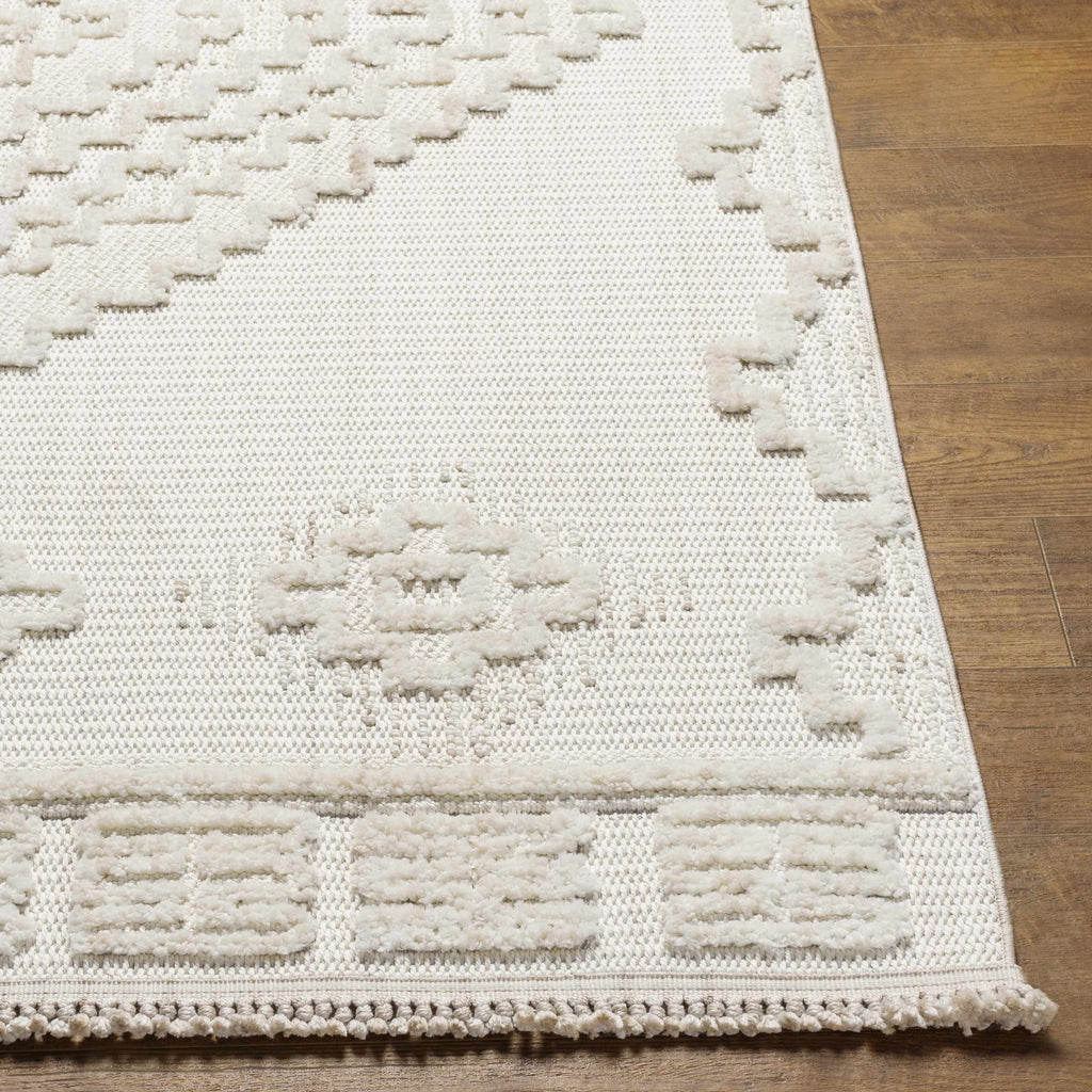 Rosales High Low Pile Elegant Soft Cream Handcrafted Rug