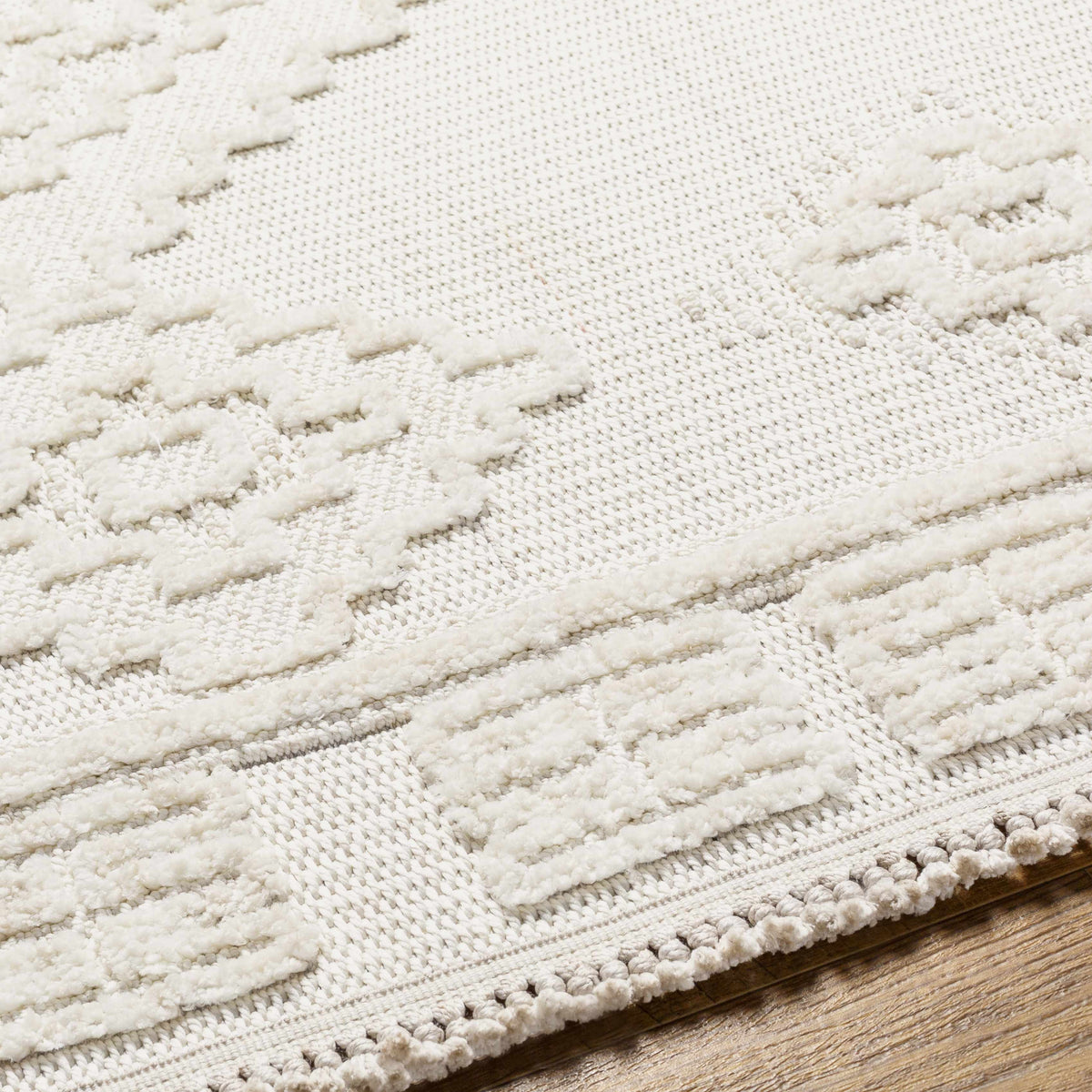Rosales High Low Pile Elegant Soft Cream Handcrafted Rug