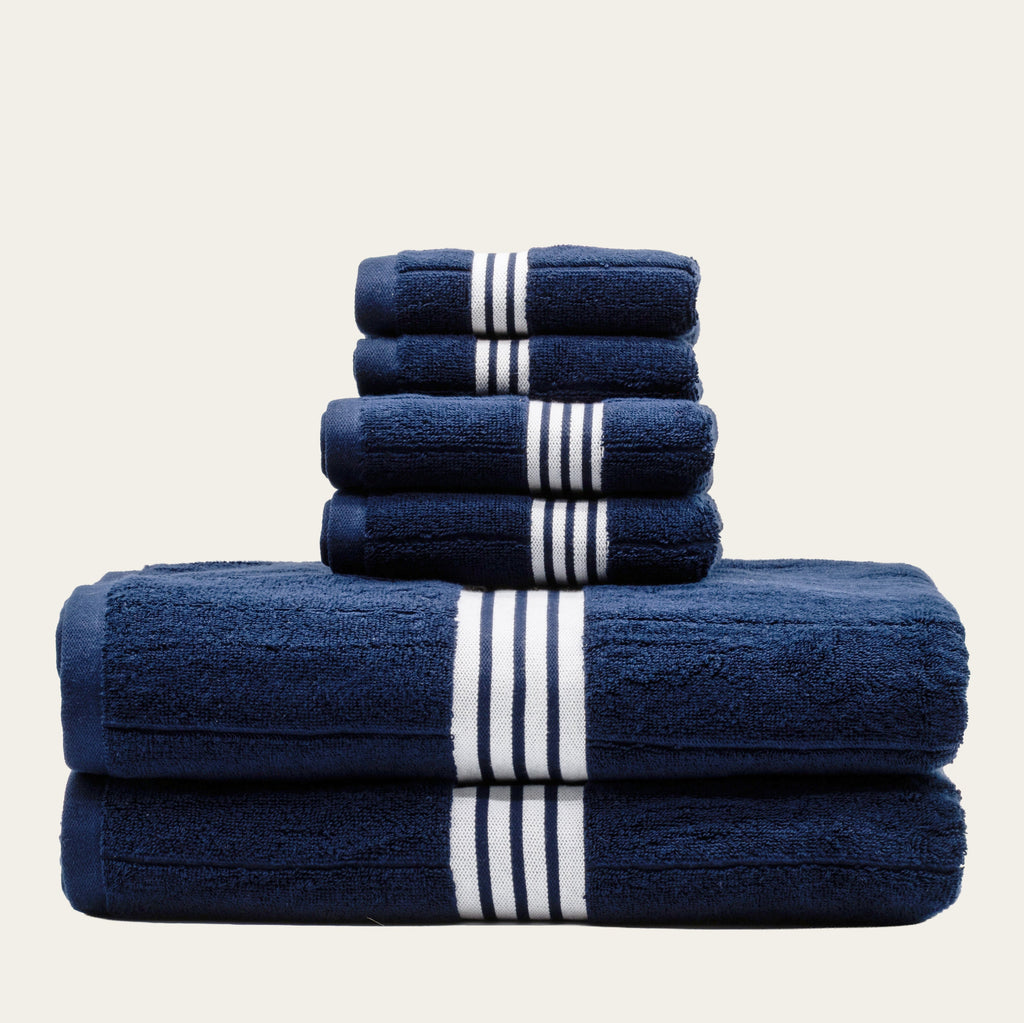 Nautilus 600 GSM Australian Cotton Towel Navy Blue Striped