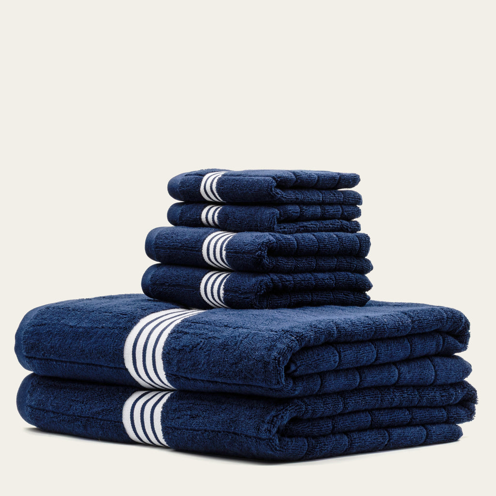Nautilus 600 GSM Australian Cotton Towel Navy Blue Striped